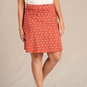 Toad&Co Chaka Organic Cotton Leaf Print Skirt Size L Orange Tan